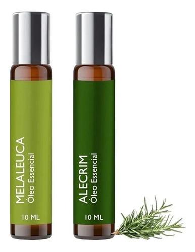 Kit 2 Óleos Essenciais Melaleuca E Alecrim Roll On 10ml