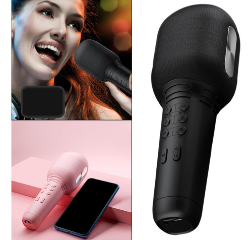 Micrófono Inalámbrico Bluetooth De Mano Karaoke Mic, Negro