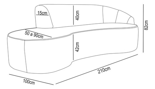 Sofá Living 3 Lugares 210cm Braço Dir Mozart Veludo Bege Cor Creme