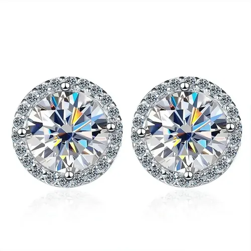 Brincos Diamante Moissanite 50 Pontos Par 5mm + Certificado Branco