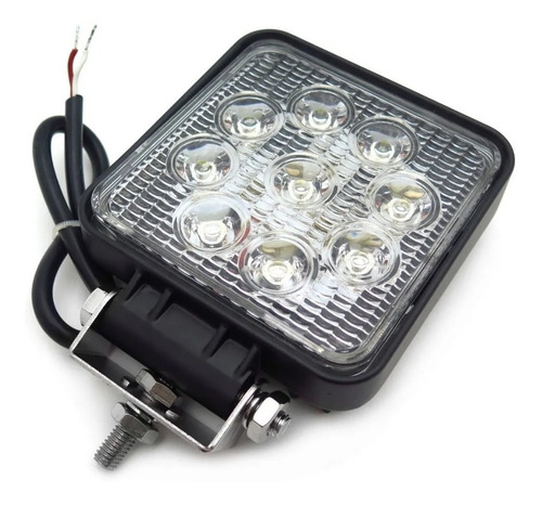 Imagen 4 de 10 de Faro Auxiliar Proyector Cuadrado 9 Led 27w Agro Vehículo