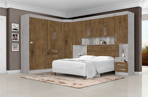 Conjunto Dormitorio Georgia Casal Modulado 6 Peças Jequitiba