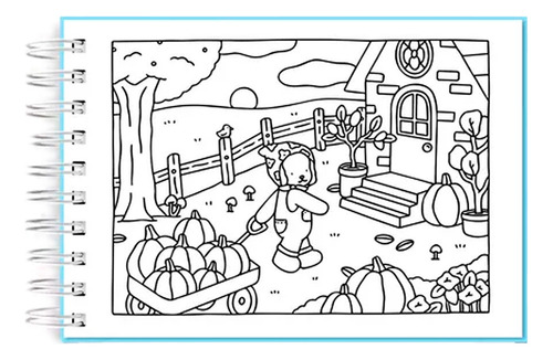 Livro De Colorir Bobbie Goods Capa Dura 50 Páginas De Desenhos Azul Menino 50 Desenhos + Estojo 48 Canetinhas Ponta Dupla