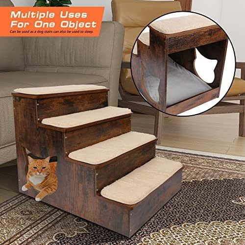 Topmart Escaleras De Madera Para Perros De 4 Niveles, Escalo