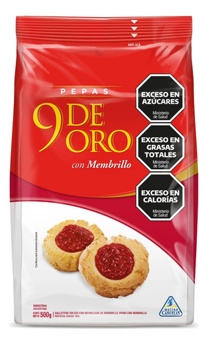 Galletitas 9 De Oro Pepas Membrillo 500gr. Pack 4 Unid