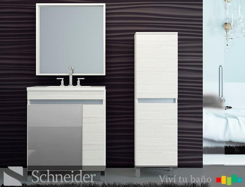 Vanitory Mueble Baño Schneider Aqua Glass Bacha 80 Cm Loza