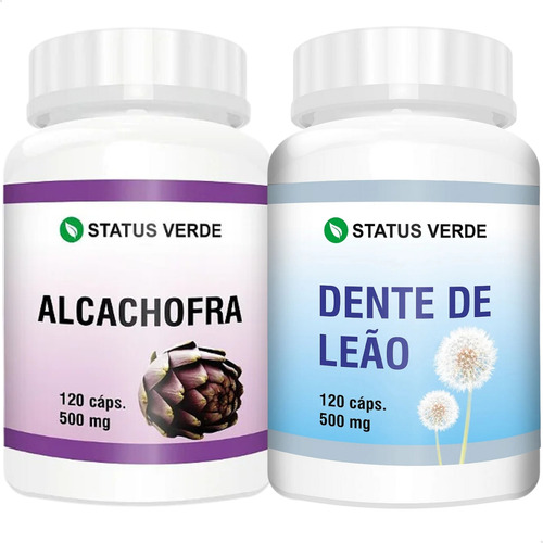 Kit Dente De Leão + Alcachofra 120 Cáps P/ Pote Status Verde Sem Sabor