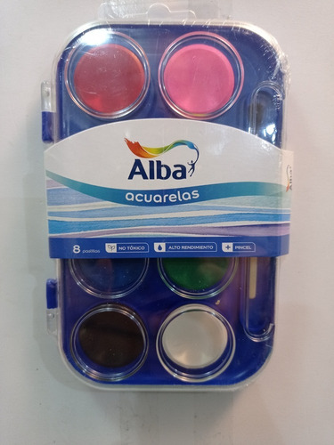 Acuarelas Alba En Pastilla X8 Colores + Pincel