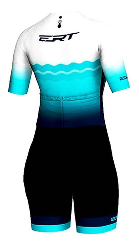 Imagem 2 de 5 de Macaquinho Ciclismo Fem New Elite Forro Gel Ert Blue Waves