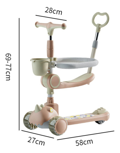 Patinete De 3 Ruedas, Patinete Para Niños, Juguete Rosa