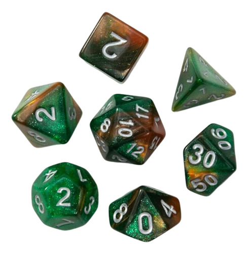 5 Juego De Dados Poliédricos Surtido De Áureo Verde