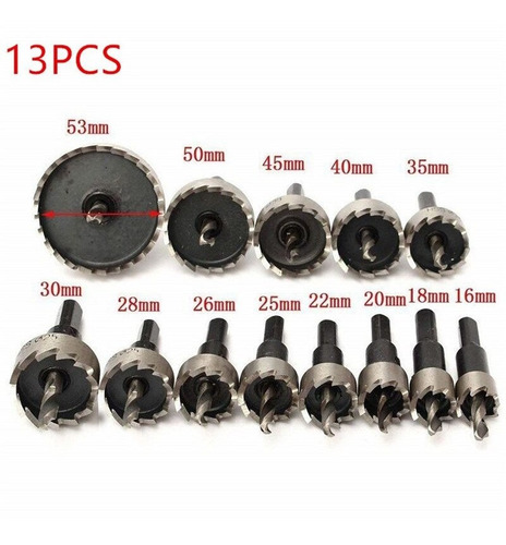 Hapemein® Broca Copa De Acero Rápido De 16-53 Mm Para Metal, 13 Piezas