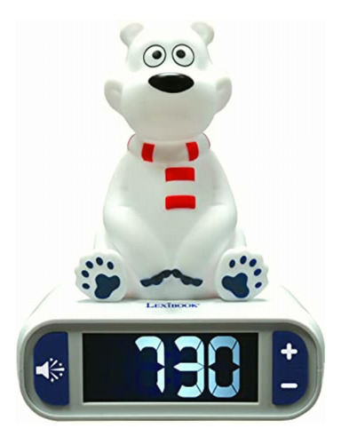 Lexibook Oso Polar, Reloj Despertador, Luz De Destello,