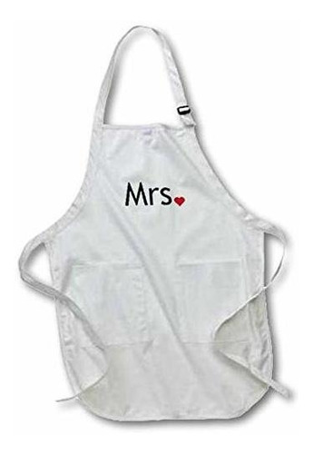 3drose Mrs With Red Love Heart - Full Length Apron, 22 By 30