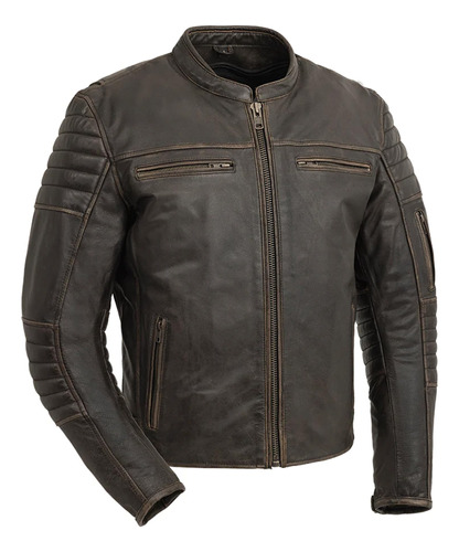 First Mfg Co - Commuter - Chaqueta De Cuero Marron Para Moto