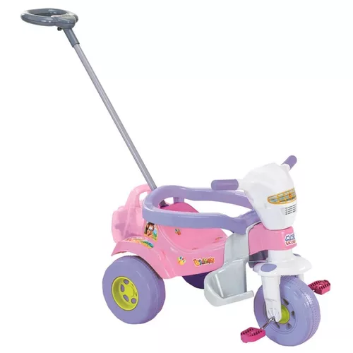 Triciclo Motoca Infantil Com Empurrador Removível - Rosa