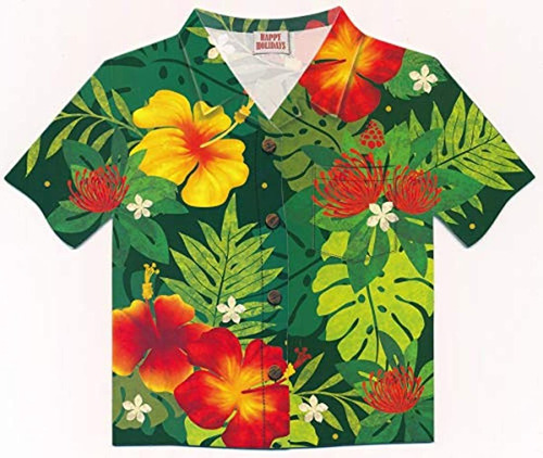 Tarjetas De Navidad Hawaianas Troqueladas En Forma De Camisa