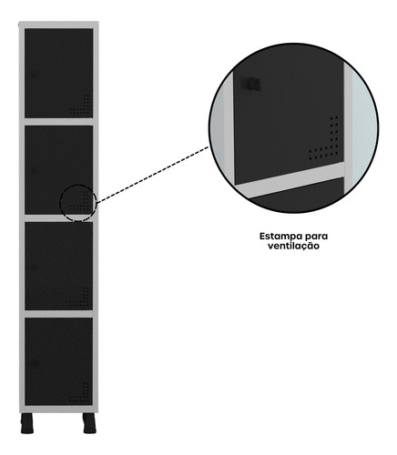 Armário Locker Guarda Volume Aço Light 1v 04 Portas