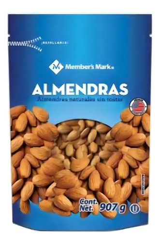 Almendras Naturales Sin Tostar Members Mark 907 Grs