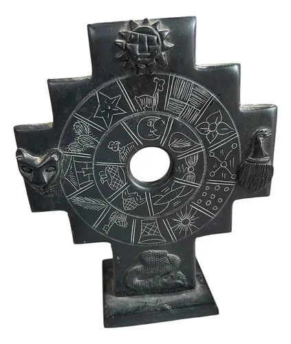 Chacana Tallada En Piedra Negra Arte Precolombino