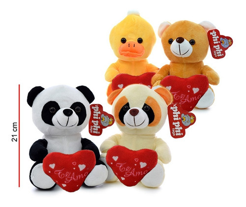 Peluches Animales Sentados Con Corazón 21cm Phi Phi Toys