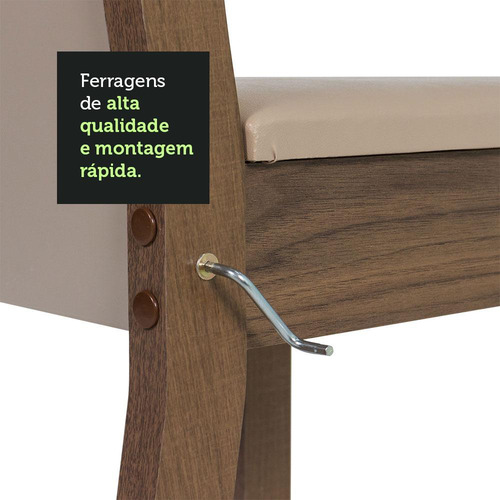 Mesa de comedor con 4 sillas Angel Madesa Rb, color rústico/sintético, beige