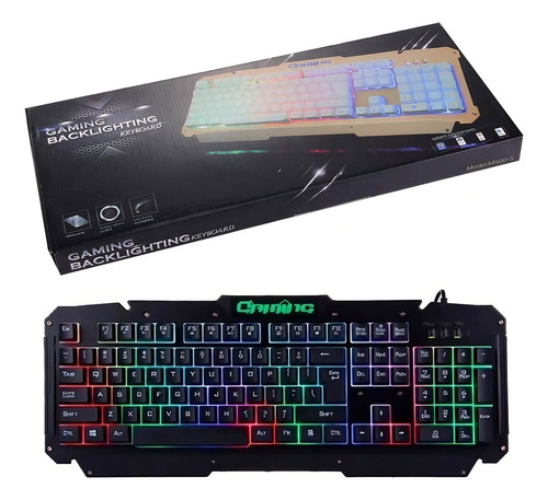 Teclado retroiluminado colorido LED Gamer RGB M500s 4823am