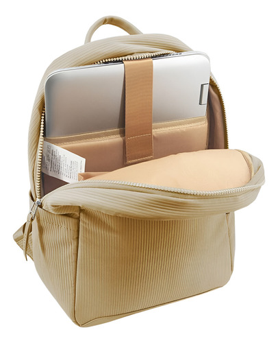 Mochila Portanotebook Urbana Amayra Aero 14 PuLG 67.c2617 Color Camel Diseño De La Tela Lisa