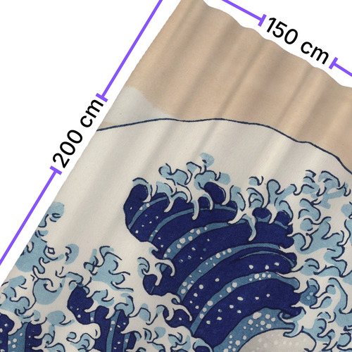 Cortina De Baño Ducha Impermeable Grande Lavable Diseño Moda Azul Gran Ola