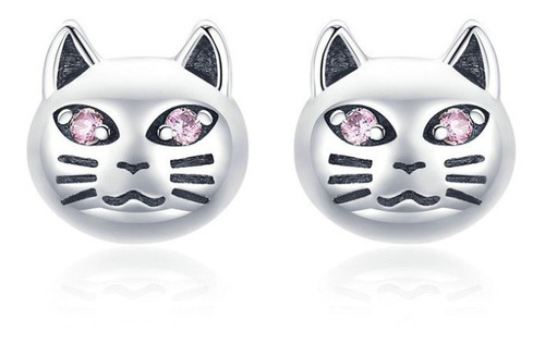 Aretes Topos Para Mujer Gato Bigotes Fabricados En Plata 925