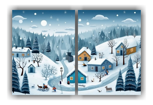 120x80cm Cuadros Invernales Conceptuales De Calles Con Nieve