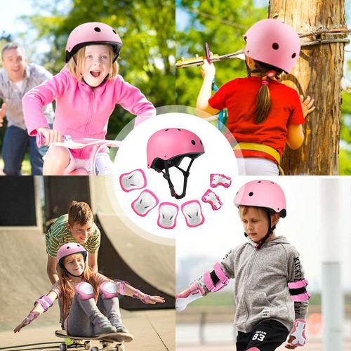 Conjunto De Protecciones Patinaje Niños Casco Y Rodilleras