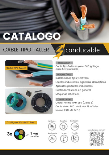 Cable Tipo Taller 3x1 Normalizado Iram X100 Mts Conducable