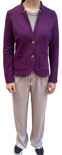 Blazer T M Algodon Textura Import C Spandex Oulet Leer Oport Uva/berengena M