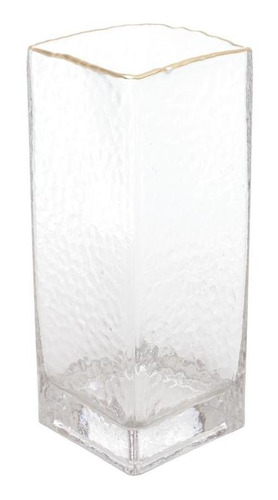 Vaso Wolff Taj Borda Dourada De Vidro 20x8cm Cor transparente e dourado Liso