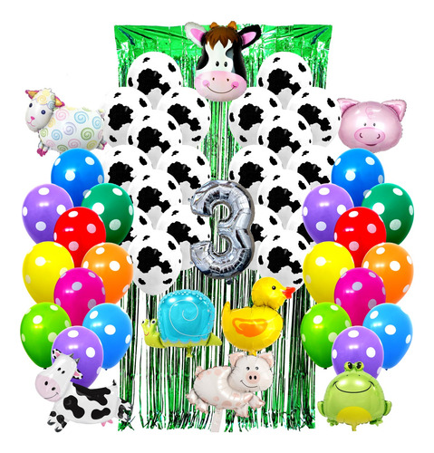 Combo Kit 49 Globos Cumpleaños Animalitos De La Granja