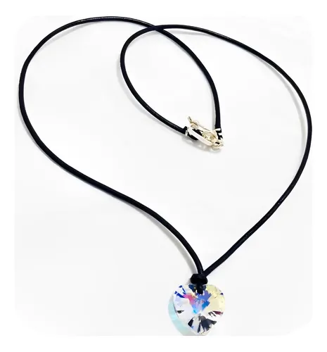 comprar Juego Collar Corazón Aurora Boreal Con Cristales 