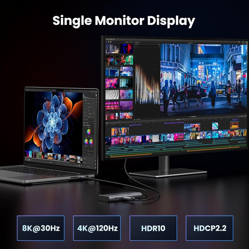Revodok 6 En 1 Usb C 2 Hdmi Dual 4k 60hz 8k 30hz 100w Ugreen
