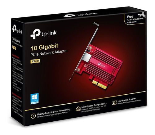 Tarjeta De Red Tp-link Tx401 Pci-e X1 3.0 De 10 Gigabit