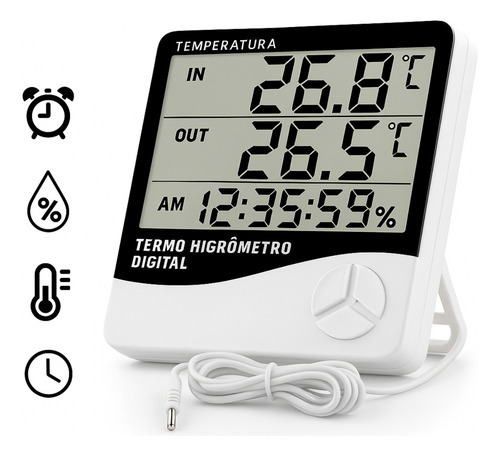 Relógio Termo Higrômetro Digital Com Sensor Externo Interno Medidor De Temperatura Umidade Ar Termômetro De Ambiente Tumblr