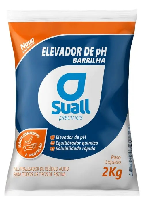 Elevador de pH Barrilha 2kg Suall Piscinas Carbonato de Sódio