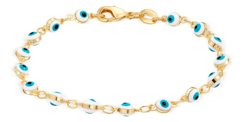 Barzel Pulsera De Mal De Ojo Multicolor Chapada En Oro De 1.