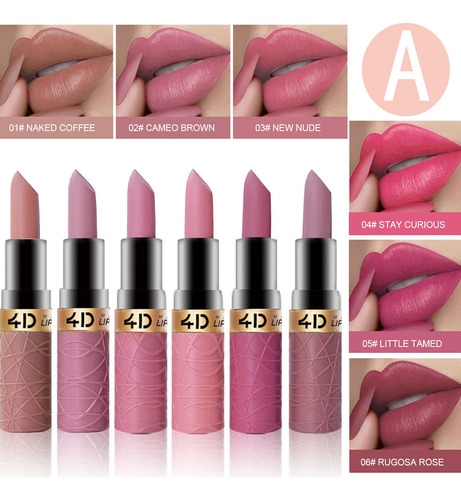 Lápiz Labial Gloss Larga Duración A Prueba De Agua 6 Uds