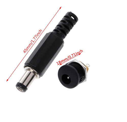 5 Conectores De Enchufe De Corriente Cc Macho De 5,5 Mm X 2,