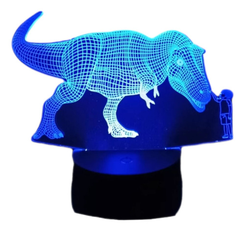 Lámpara Ilusión 3d Dinosaurio Y Niño De 7 Colores