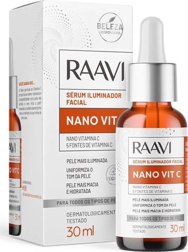 Vitamina C Sérum Iluminador Facial Raavi Nano Vit C 30ml