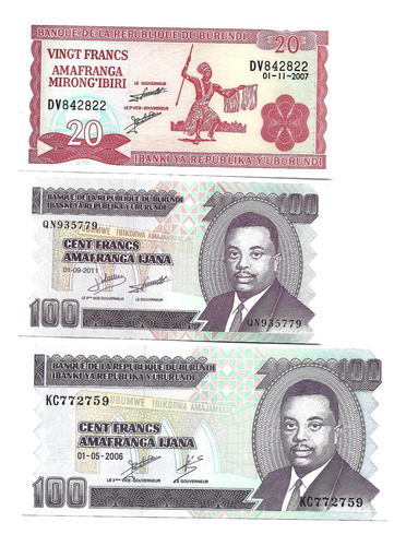 Liquido Lote De 3 Billetes De Burundi. Unc