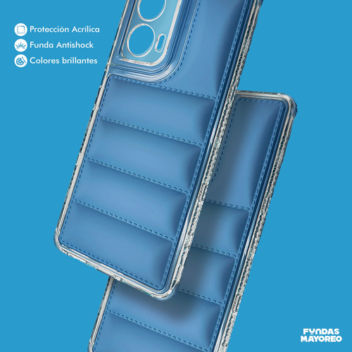 Funda Puff Moto Edge 50 Fusion Con Mica Azul
