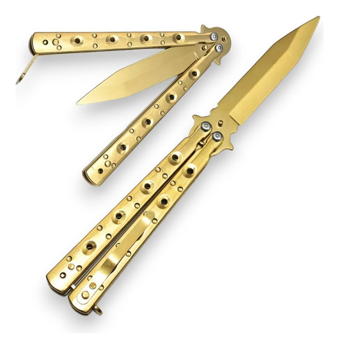 Canivete Butterfly Borboleta Gold Dourado Aço