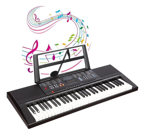 Teclado Musical Piano De 61 Teclas Electronico 300 Ritmos Color Negro